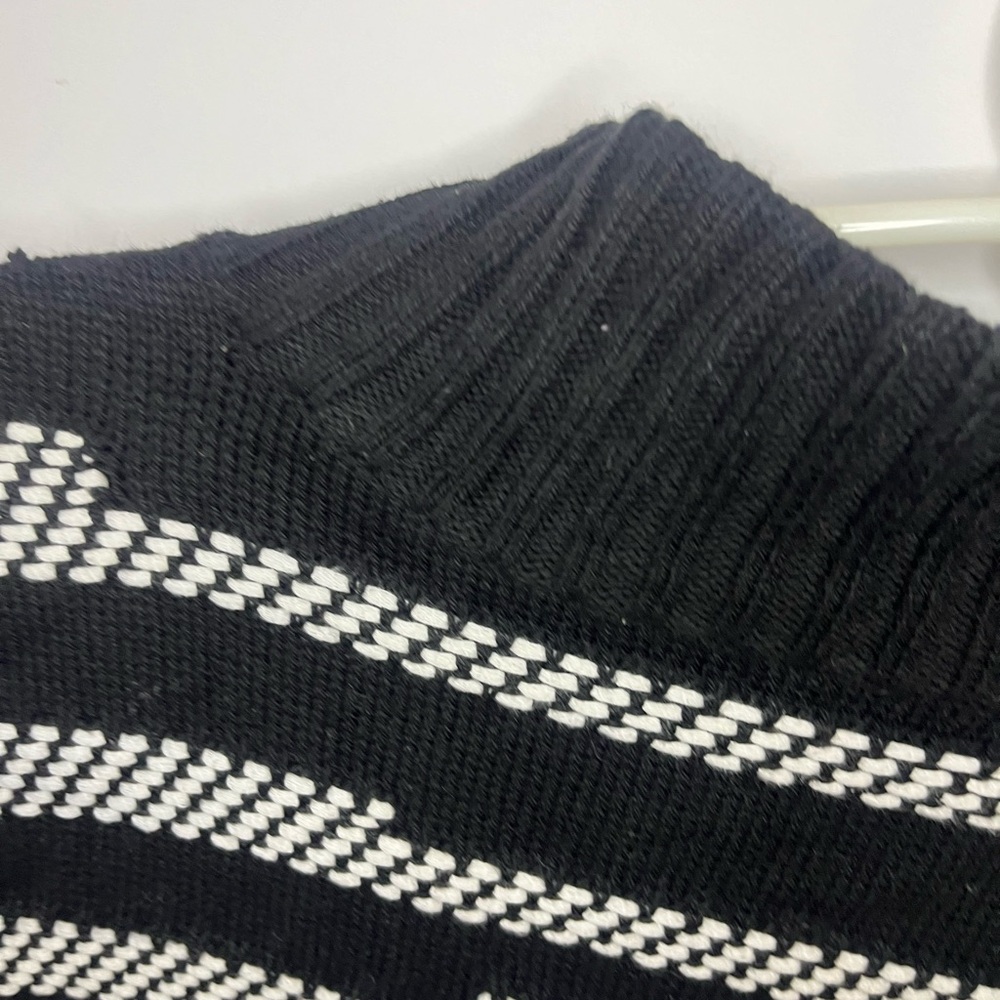 CHICOS Black and White Striped Women's open front mock neck cardigan size 3 - Picture 7 of 12